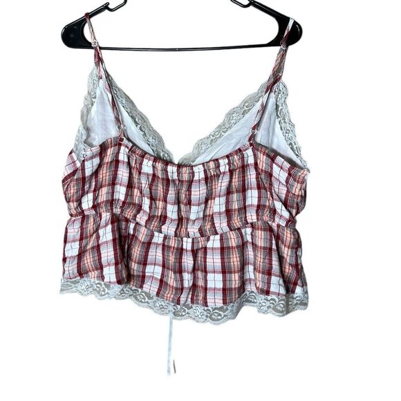 American‎ Eagle Womens Red Plaid Cropped Tank Top NWT XL - Picture 3 of 7
